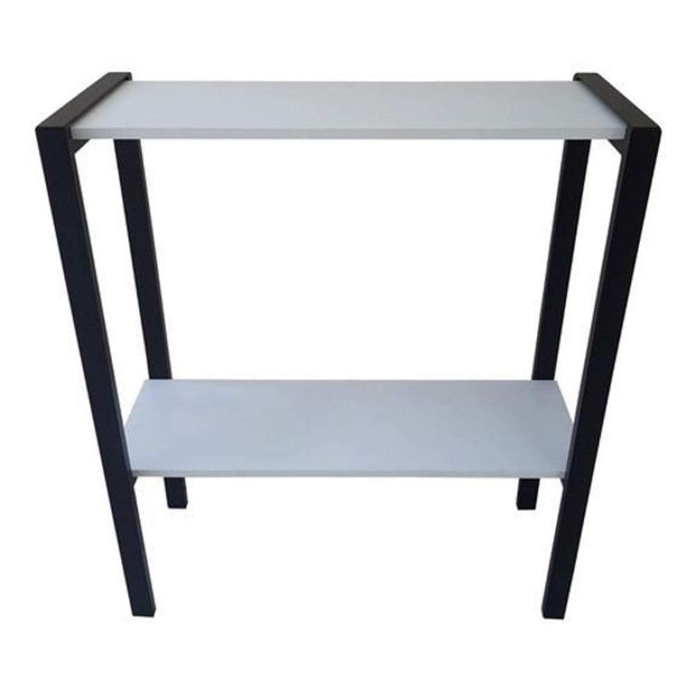 Aparador Prateleira Dupla Industrial Mônaco Mdf Branco 80Cm