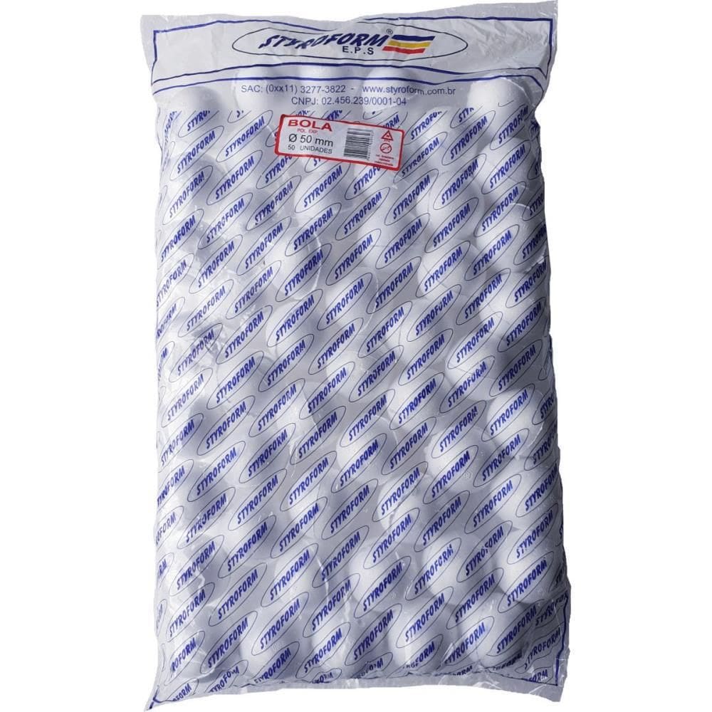 Bola De Isopor  eps  050 Mm Pacote Com 50 Bolinhas
