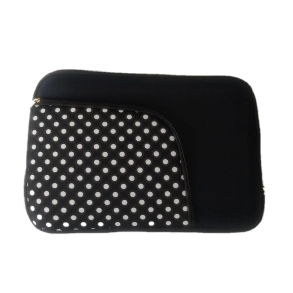 Capa De Notebook 16 Polegadas Preta Com Bolso Poá Branco