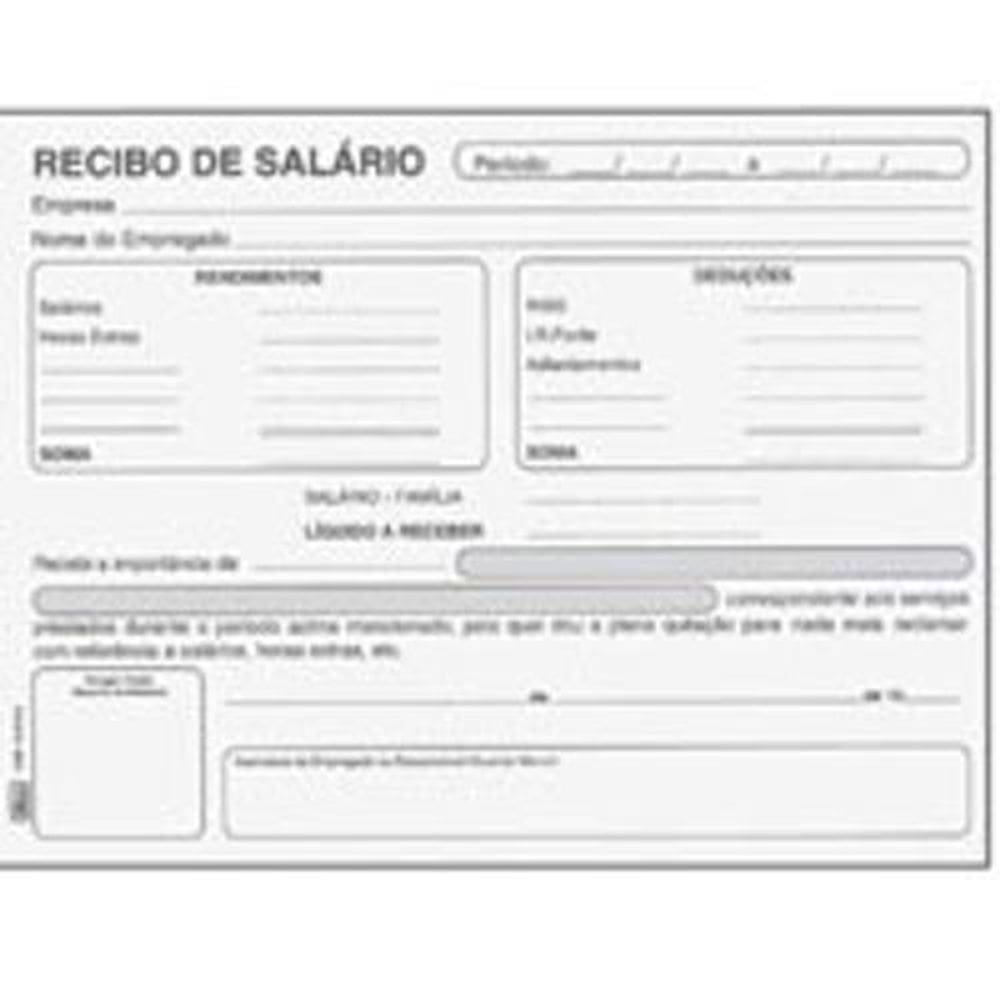 Impresso Recibo Salário 100 Folhas Pacote Com 10