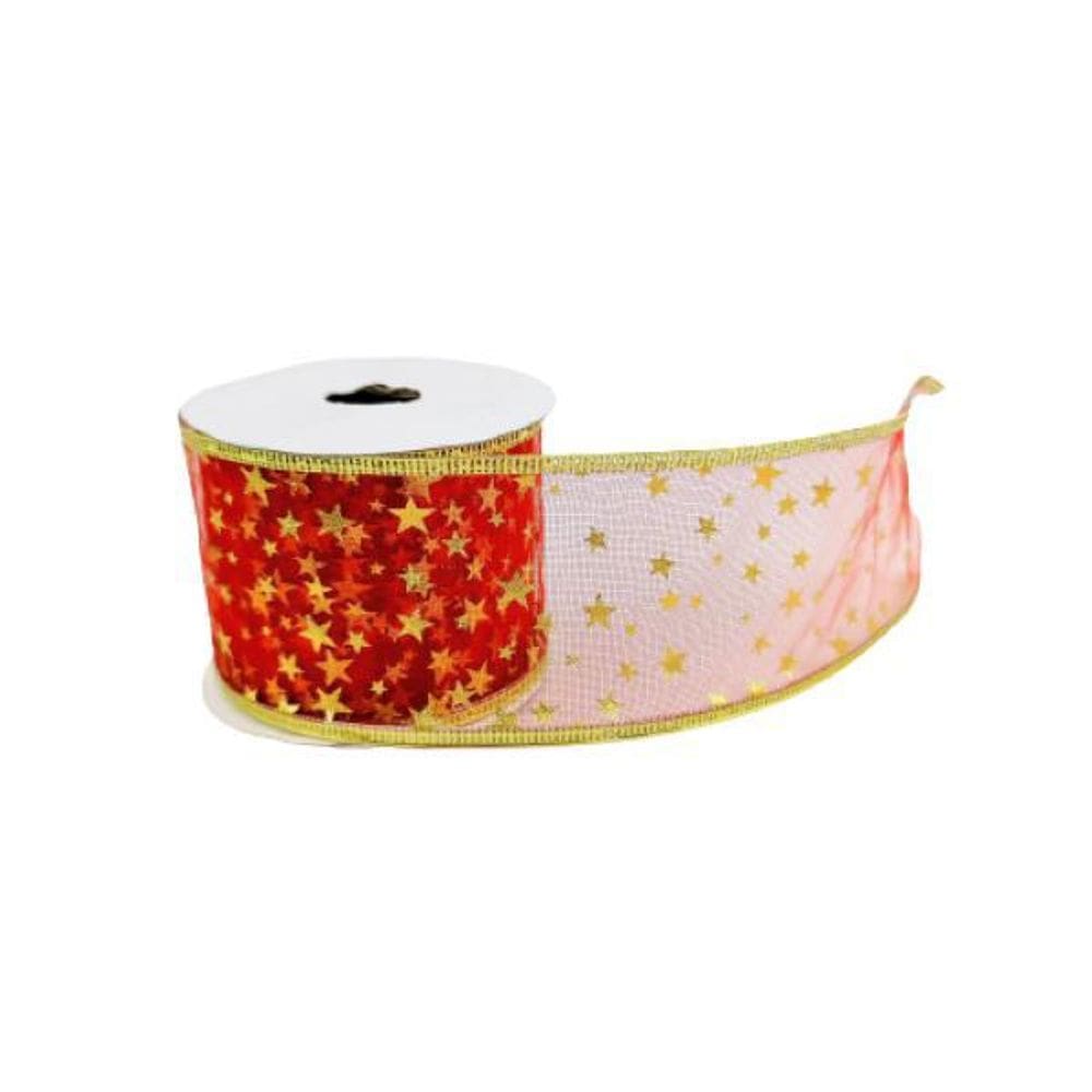 Fita Vermelha E Dourada Natalina 6Cmx3M Natal Decorativa