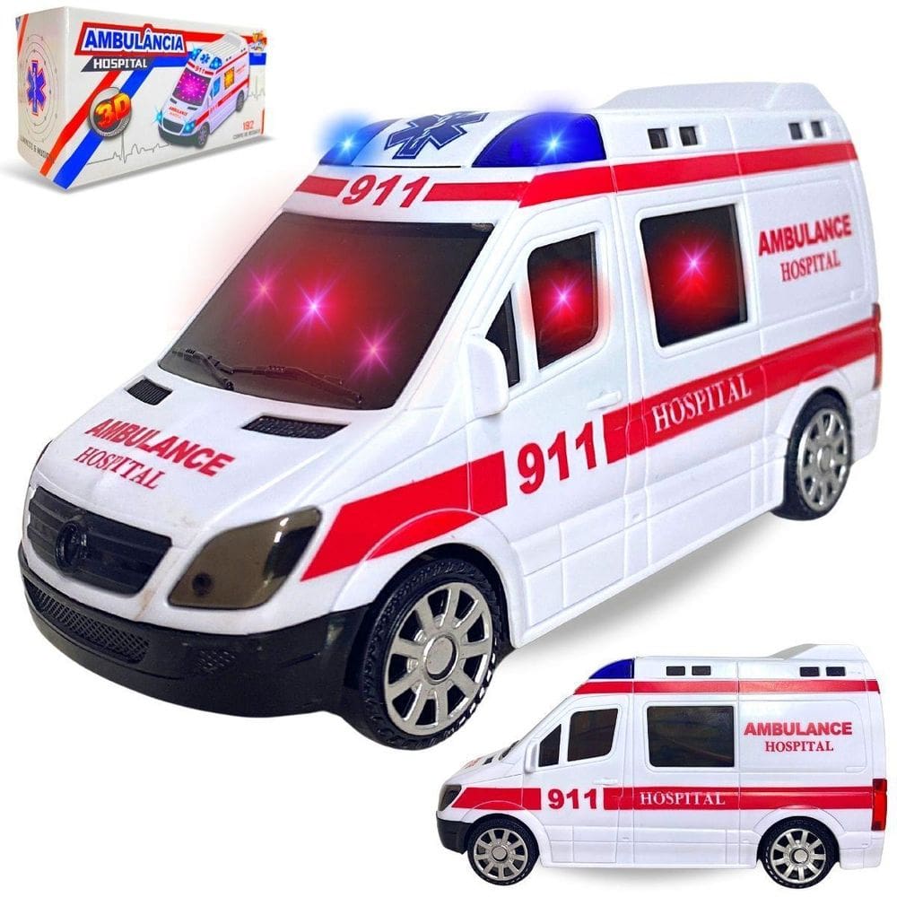 Carrinho Ambulância c/ Sirene, Som e Luz - Resgate