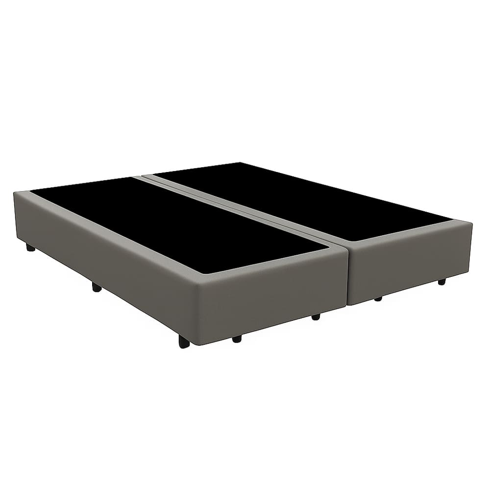 Cama Box Queen Bipartido 158×198 Cinza – Base Reforçada