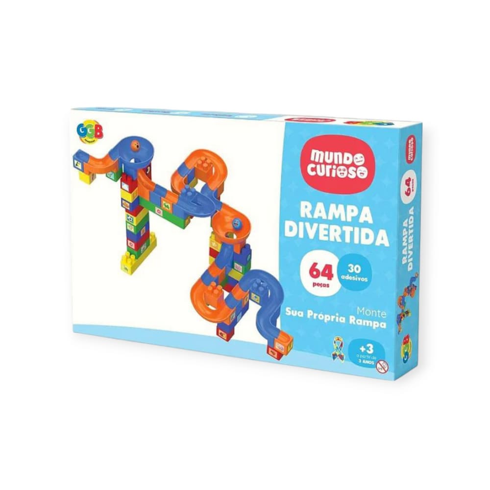 Brinquedo Rampa Divertida 64 Peças com Adesivos – +3 Anos