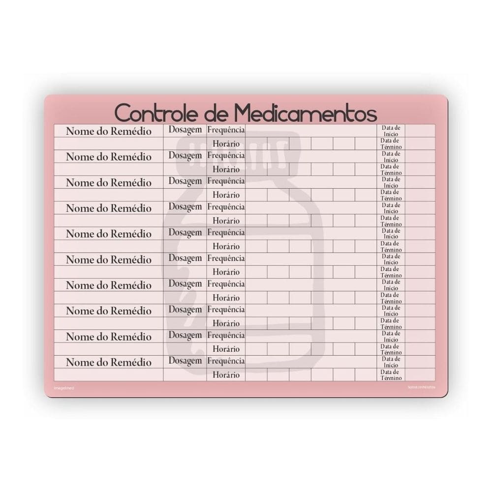 Ímã De Geladeira Controle De Medicamentos Rosa