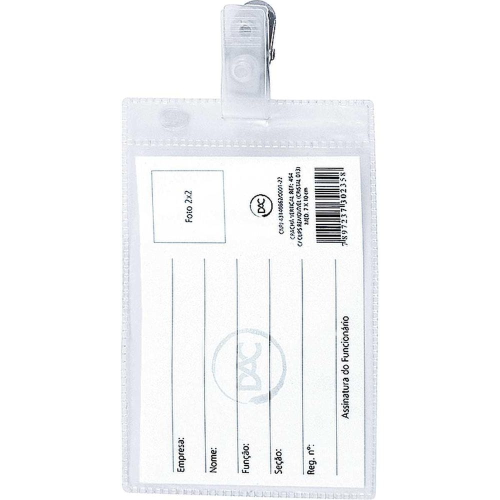Crachá Com Presilha Vertical Presilha Removível 10X7Cm.