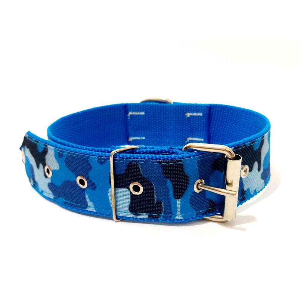 Coleira cachorro nylon azul tamanho nº. 7 50 cm a 62 cm