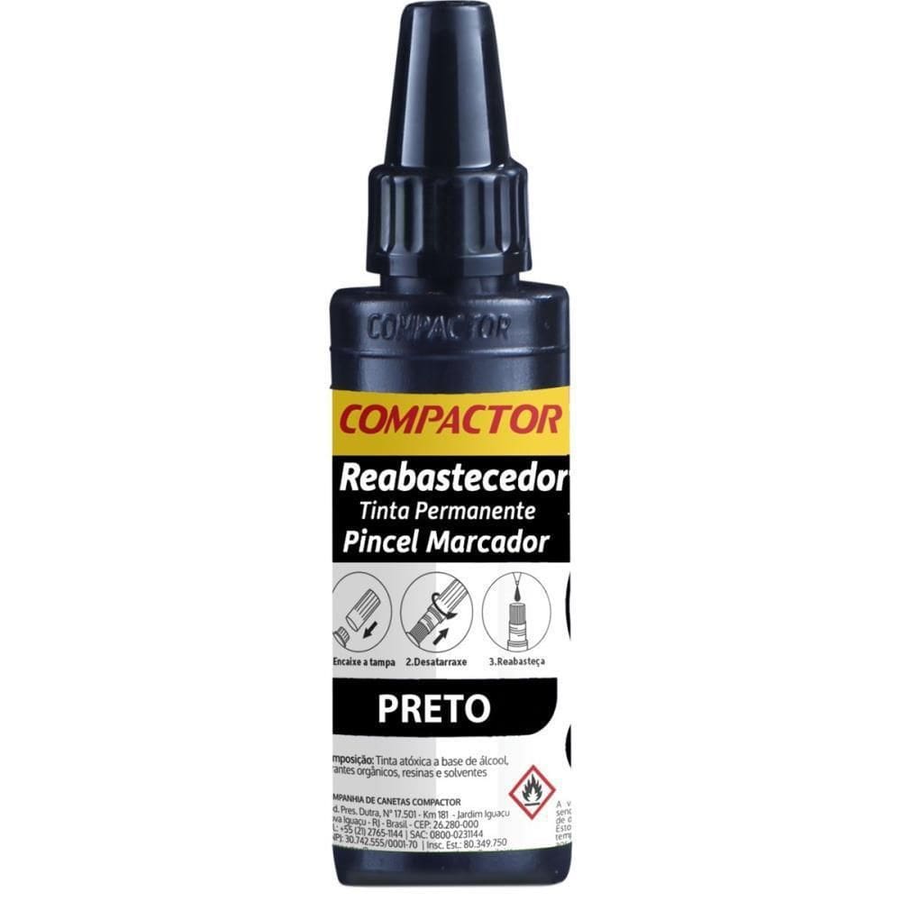 Tinta Marcador Permanente Reabastecedor 030 Preto