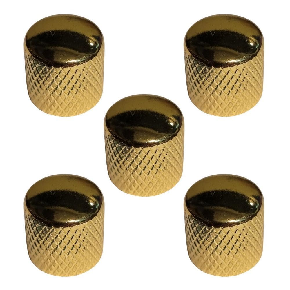 Kit 5 Knob Baixo Guitarra Metal Curvo Sem Parafuso Dourado