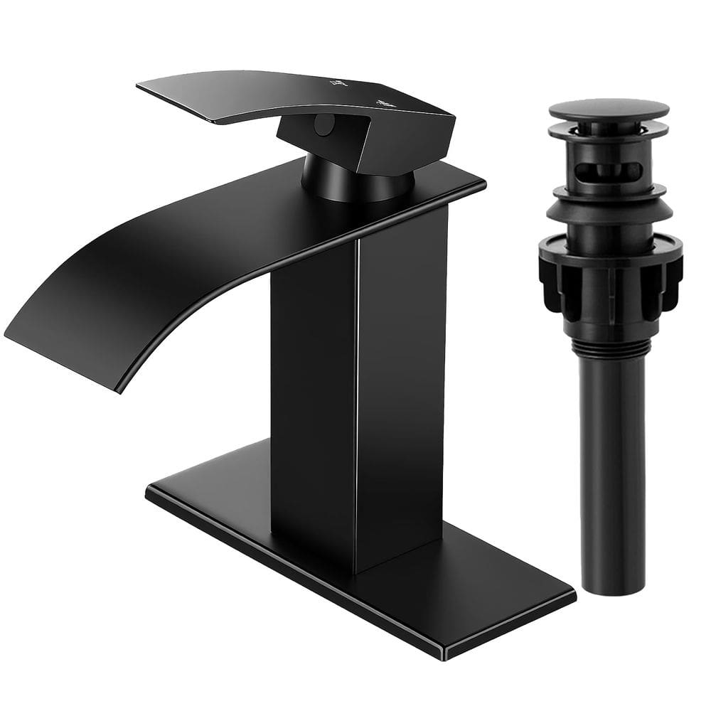 Torneira de banheiro RNDIOZD Matte Black Waterfall Single Handle