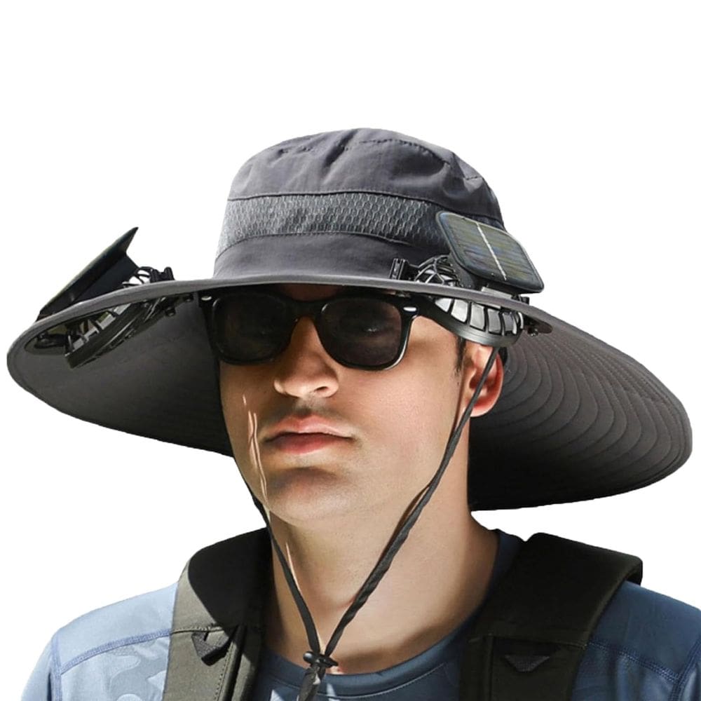 Chapéu de ventilador solar Sprstar Wide Brim Outdoor Fishing Hat Grey