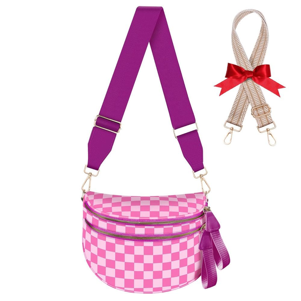 Bolsa tiracolo X-KIDS de nylon quadriculado para mulheres com alça extra