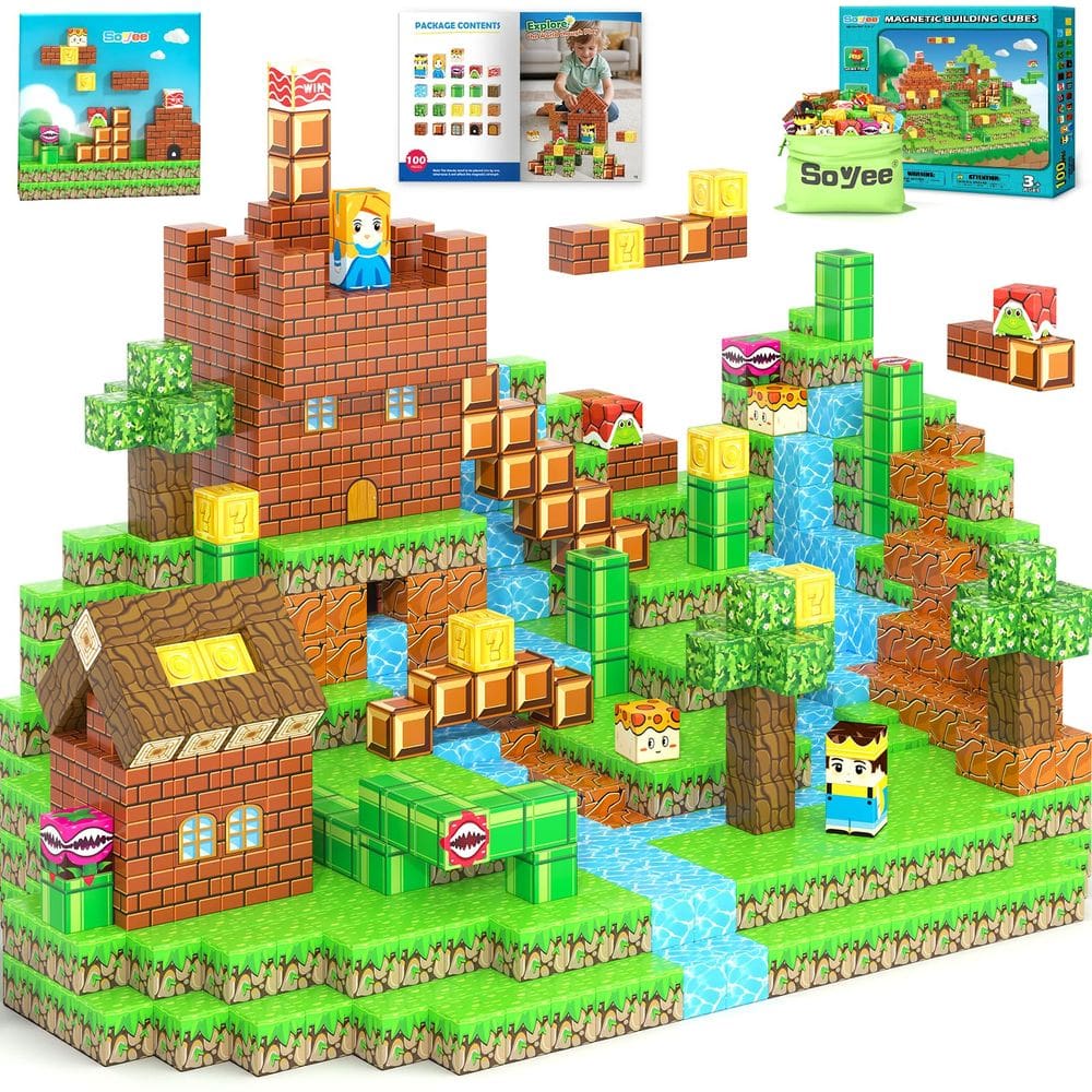 Brinquedo sensorial Magnetic Blocks Soyee 100PCS STEM para crianças a partir de 3 anos