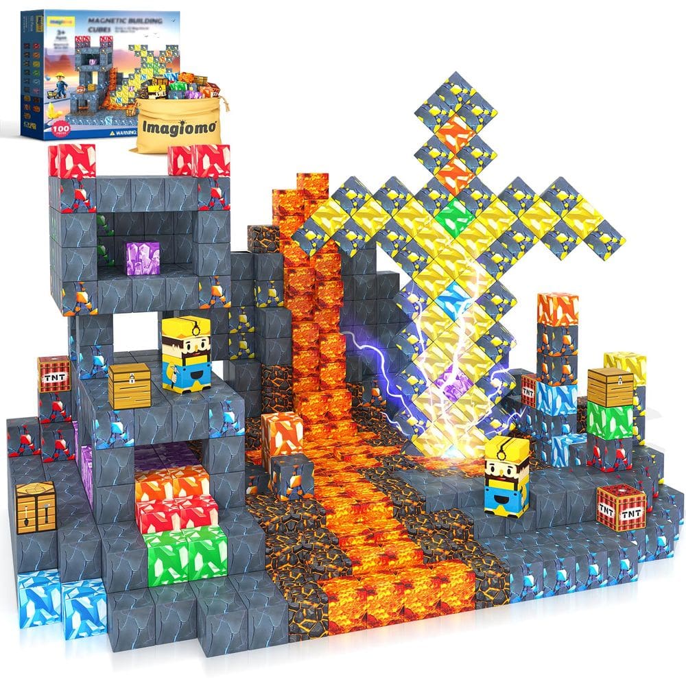 Blocos magnéticos Imagiomo Build Mine Magnet World 100PCS