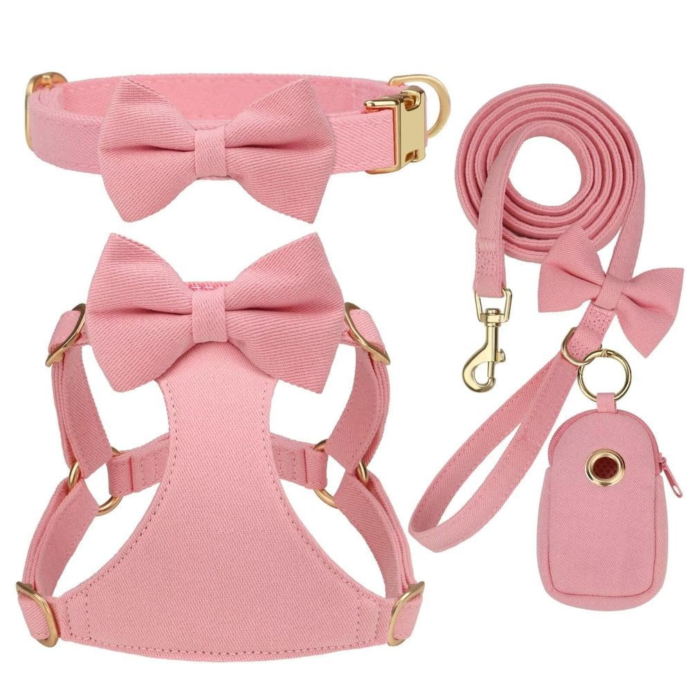 Conjunto de arreios para cães Beirui Cute com 3 laços removíveis para cães pequenos