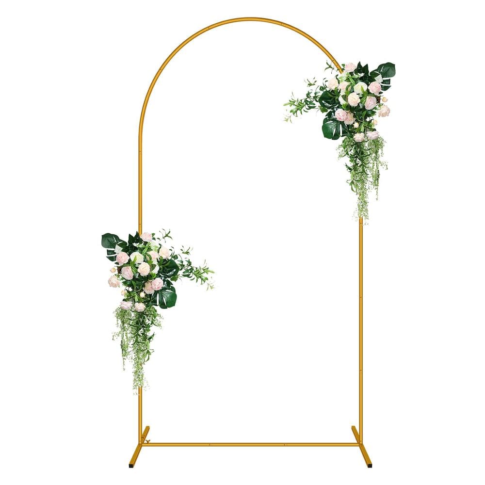 Suporte de fundo em arco de metal Youkelili para festa de casamento dourada de 2,2 m