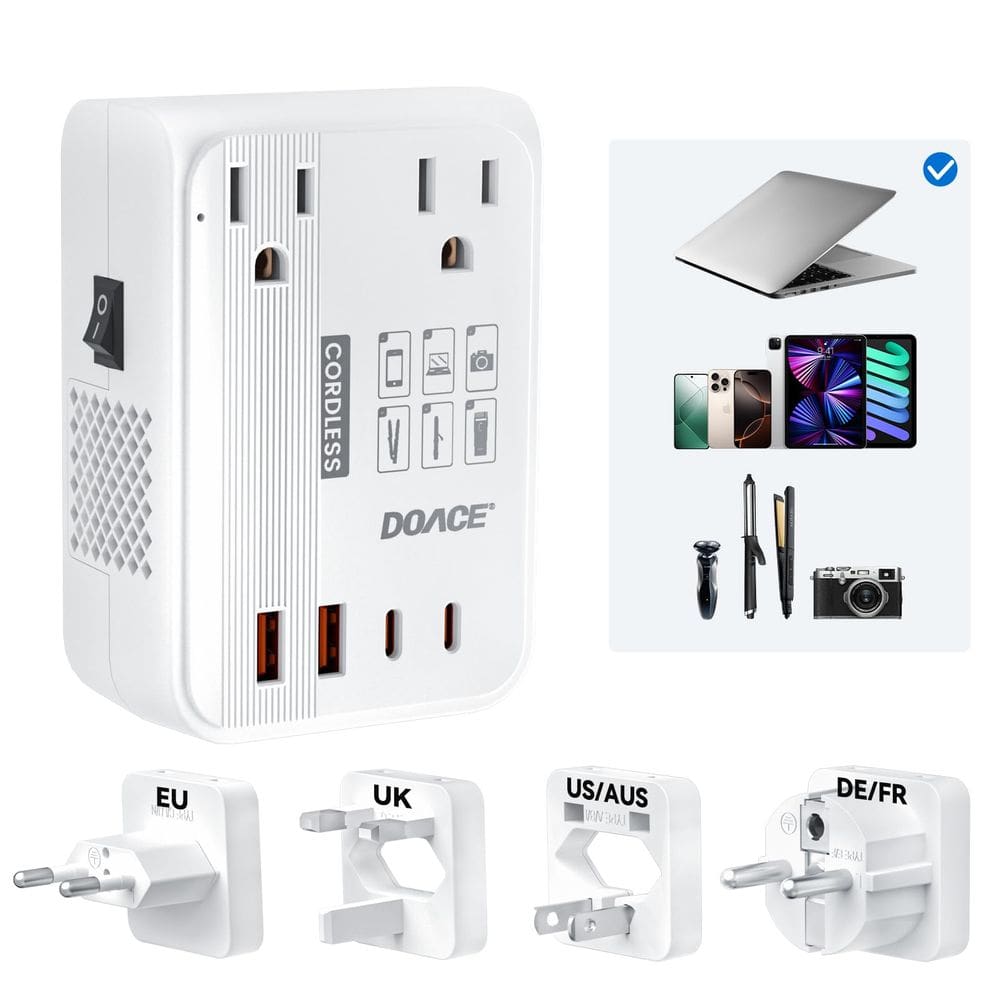 Conversor de tensão DOACE 350W 220V a 110V com 4 USB branco