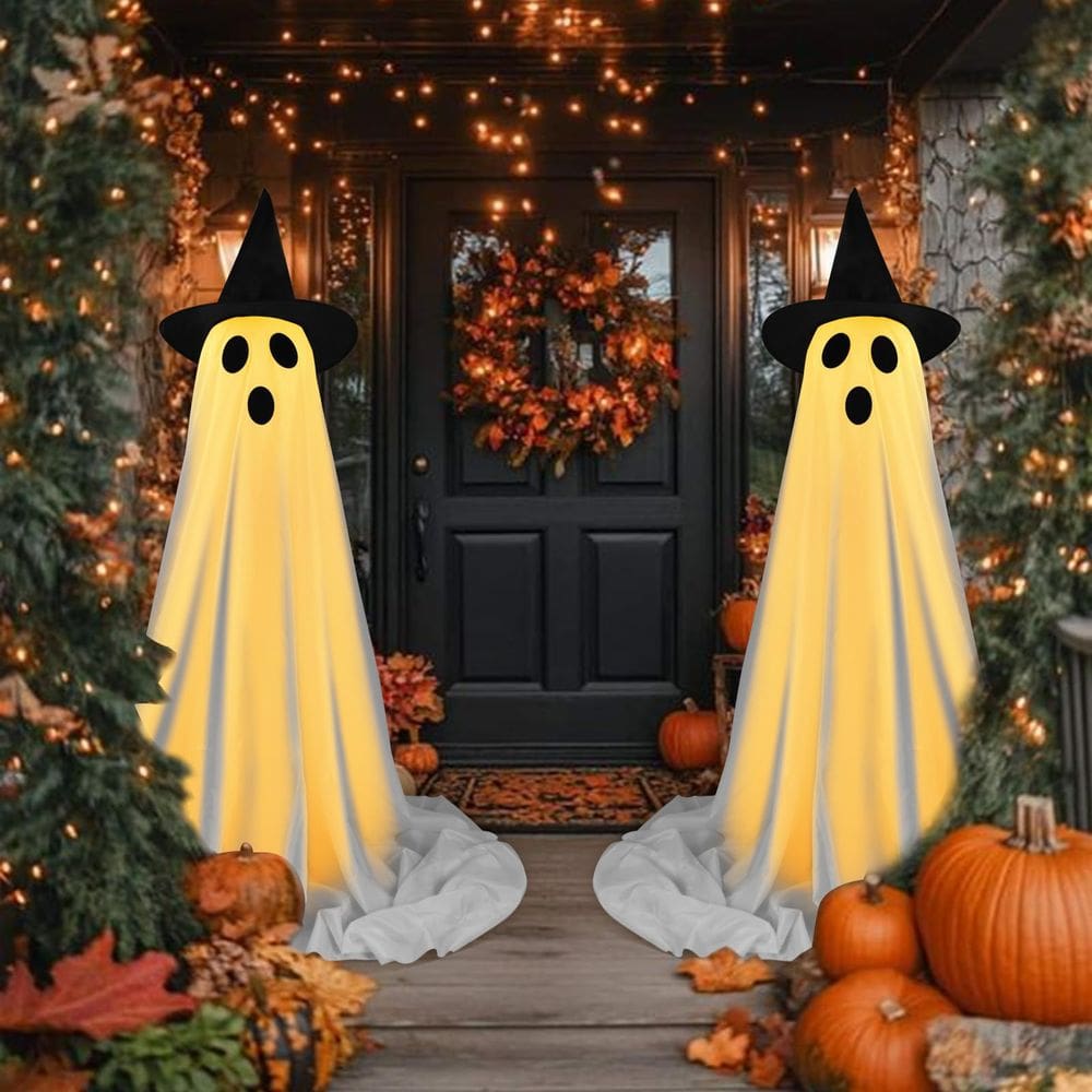 Decorações de Halloween LONSTA Spooky Ghost com chapéu de bruxa 160 cm