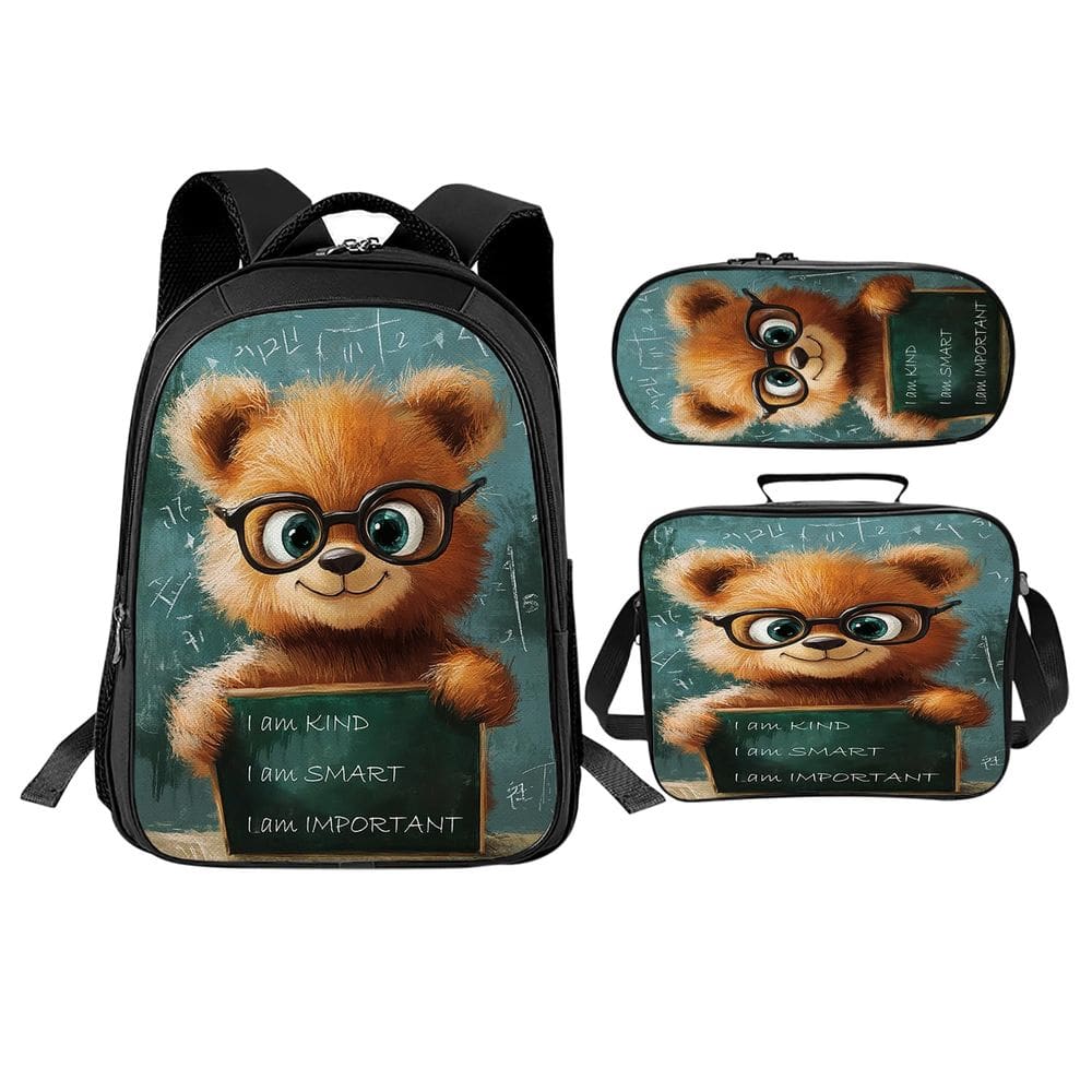 Conjunto de mochilas escolares Trimety Funny Bear com lancheira