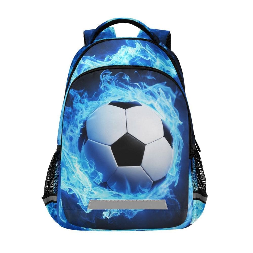 Mochila WEVIBOFU Blue Soccer Flame Football Fire para crianças