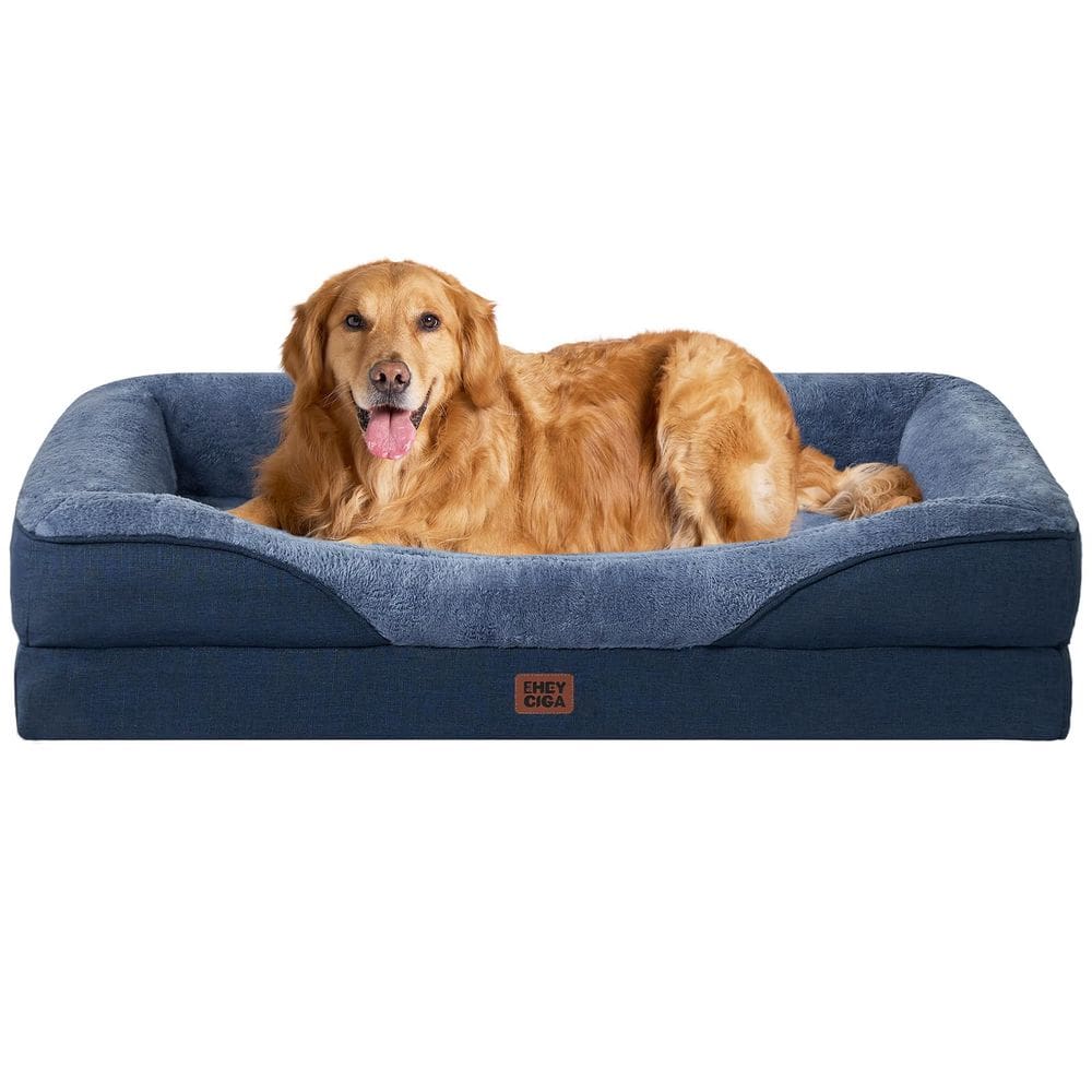 Cama de cachorro EHEYCIGA Memory Foam para cães grandes com forro impermeável
