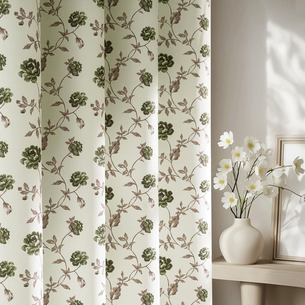 Cortinas Beauoop Green Floral 100% Blackout 214x213cm 2 painéis