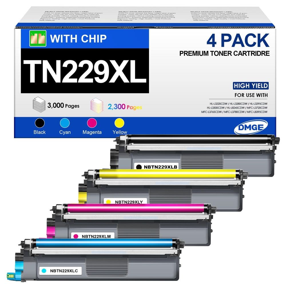 Cartucho de toner DMGE TN229XL TN229, pacote com 4 para impressora Brother