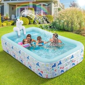 Piscina inflável Snowalva Unicorn com aspersor 118Lx71Wx23.5H