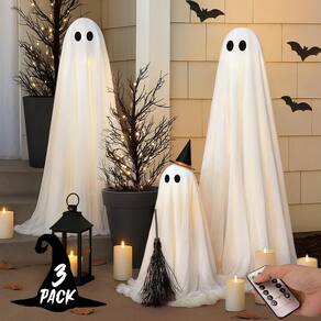 Conjunto de decorações de Halloween com 3 fantasmas assustadores