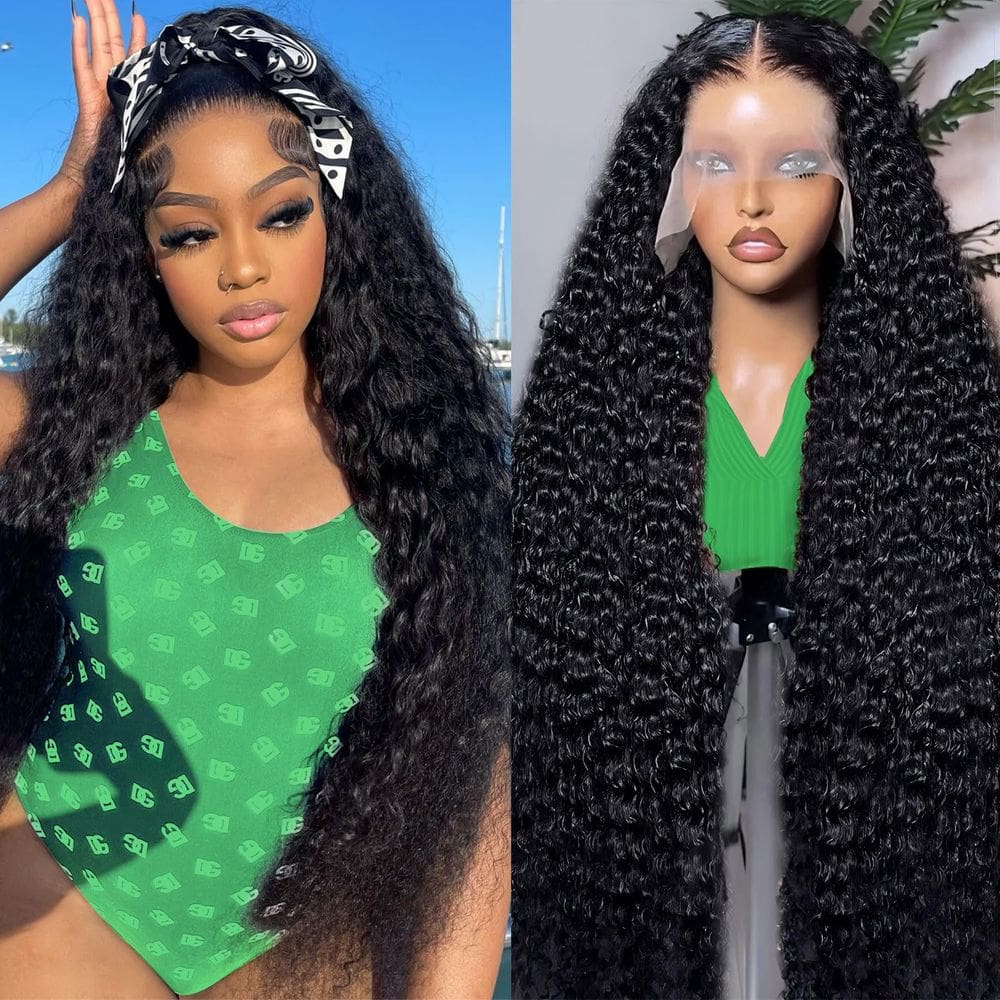 Perucas frontais de renda Vnrtkkn 30 polegadas e 200 densidades Deep Wave