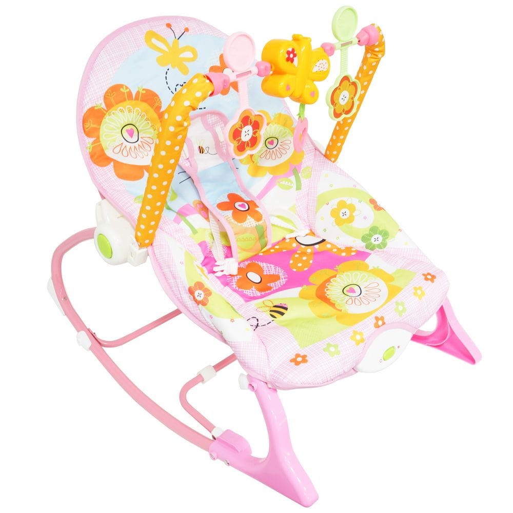 Cadeira Cadeirinha Bebê Descanso Vibratória Musical com Balanço Menina Rosa Importway BW-094RS