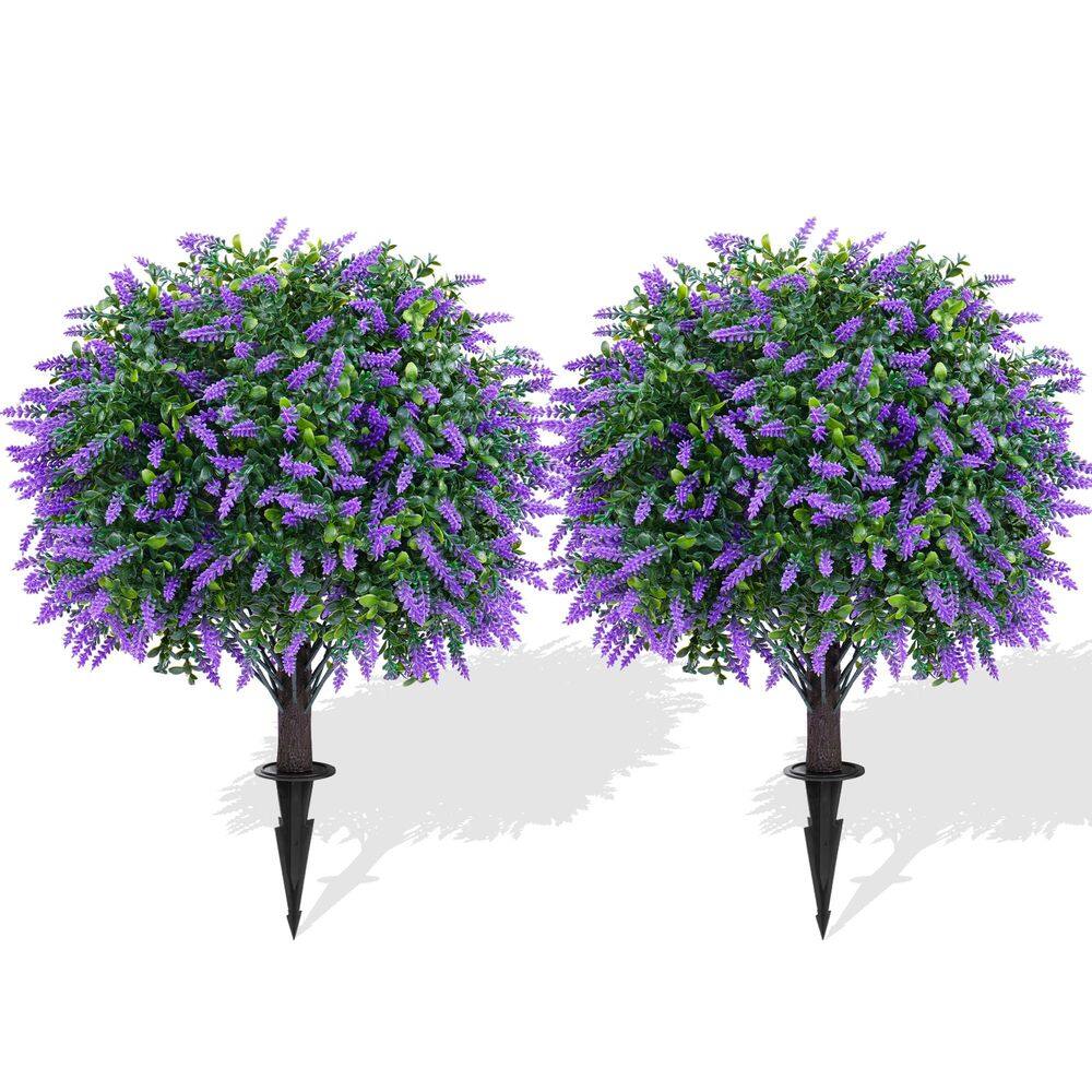 Conjunto de 2 árvores artificiais Topiary Ball Trees Yangrass com espiga de solo