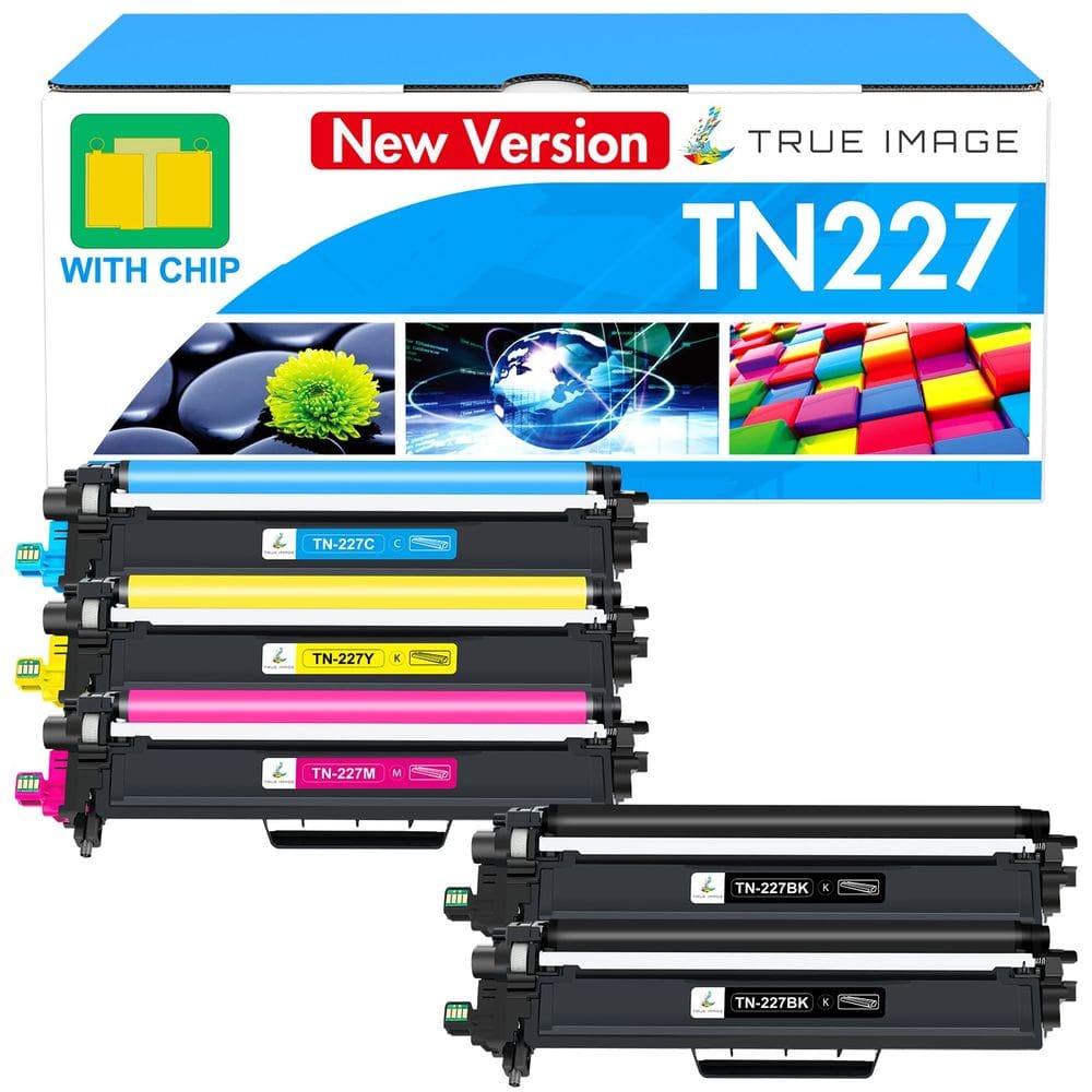 Cartucho de toner TRUE IMAGE TN227 TN-227BK/C/M/Y de alto rendimento, pacote com 5