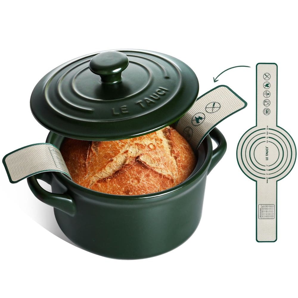 Forno holandês LE TAUCI 3L Ceramic para panificação Forest Green