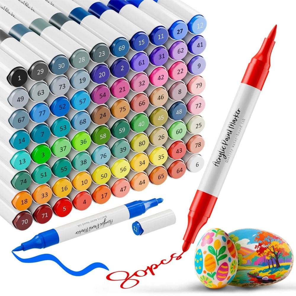 Marcadores de tinta acrílica WELLOKB 80 cores para pintura e artesanato