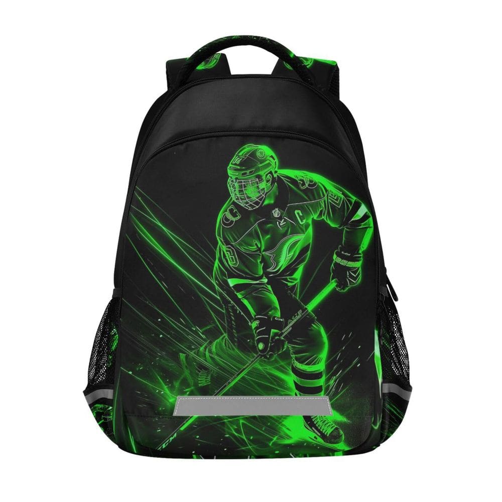 Mochila LFICRTAN Green Hockey Player para crianças de 6 a 12 anos