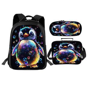 Conjunto de mochilas escolares Trimety Cute Penguin com lancheira