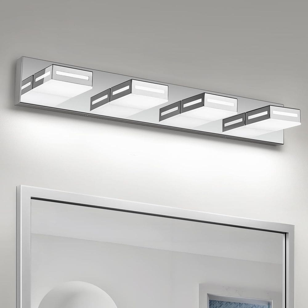 Luminária de banheiro Donrao 76cm 4-Light LED Chrome 6000K