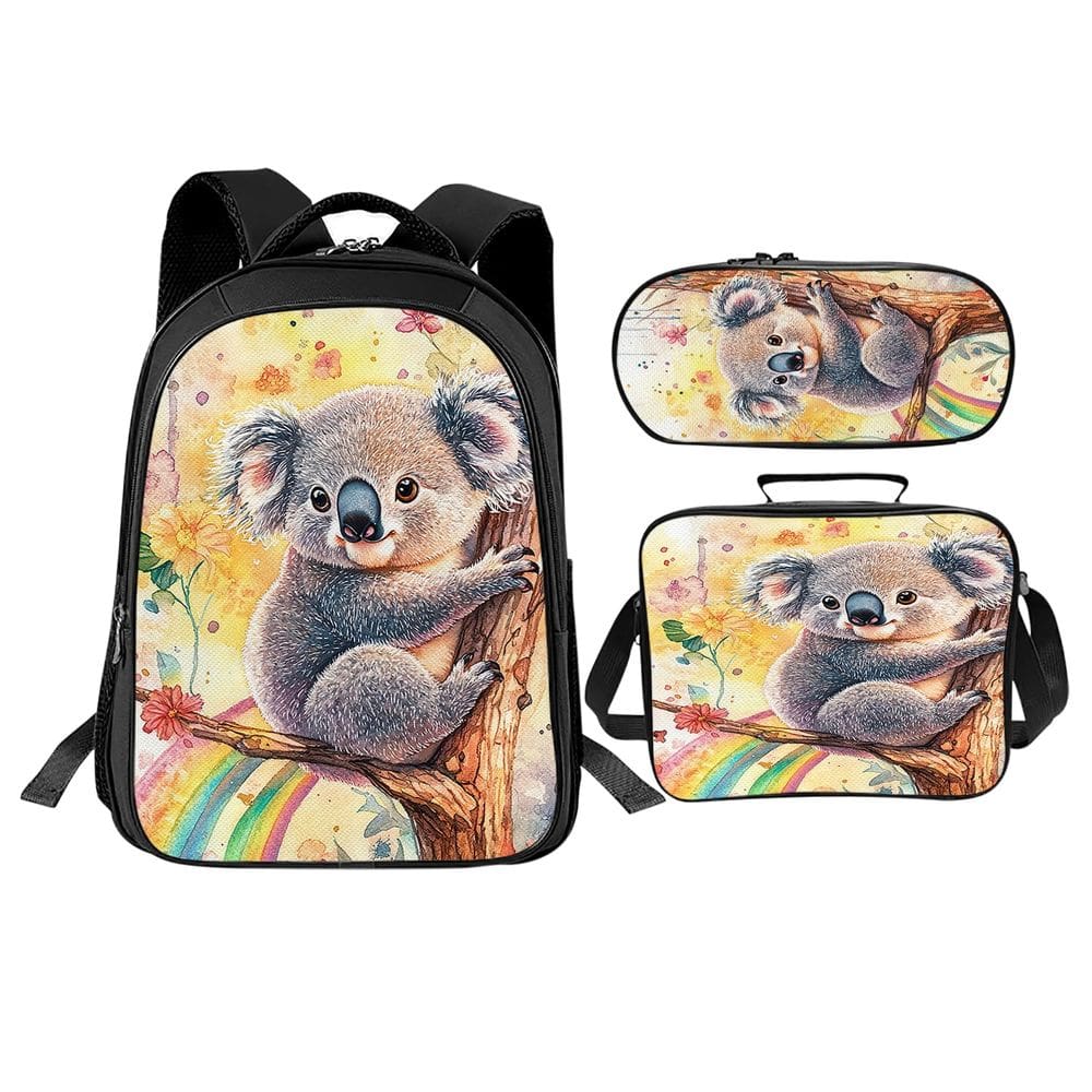 Conjunto de mochilas escolares Trimety Cute Koala com lancheira