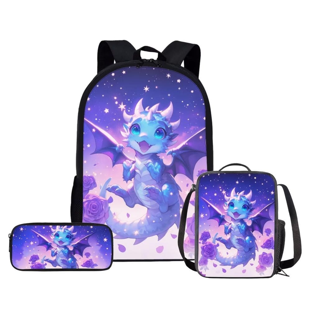 Conjunto de mochilas ZPINXIGN Dragon para meninas de 5 a 14 anos com lancheira