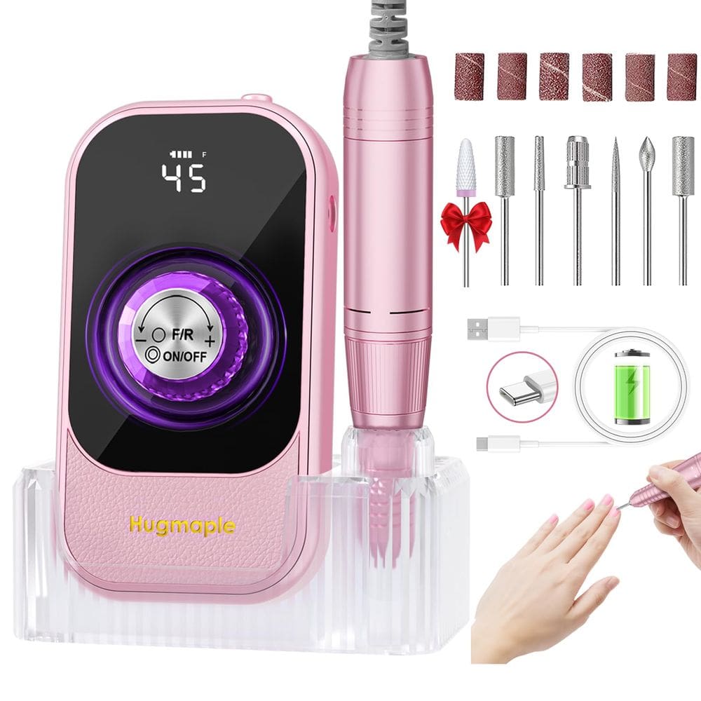 Furadeira de unhas elétrica HUGMAPLE 45000RPM recarregável 8-10h