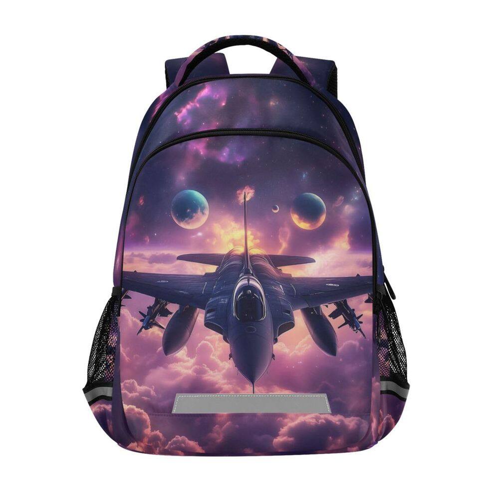 Mochila WEVIBOFU Purple Fighter Jet Sky Cloud para crianças de 6 a 12 anos