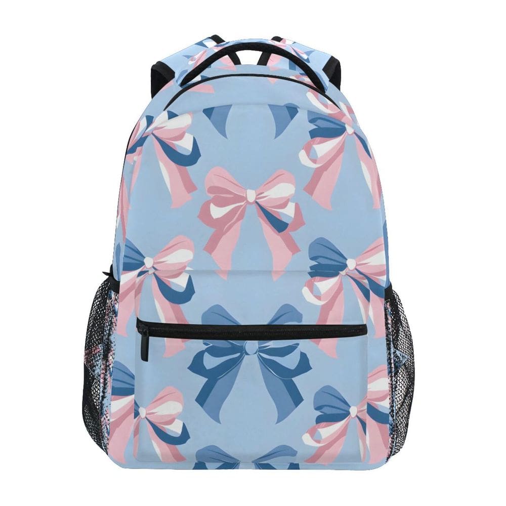 Mochila ALAZA Pink Bow Blue Pattern para crianças 40,5 x 29 x 17,5 cm