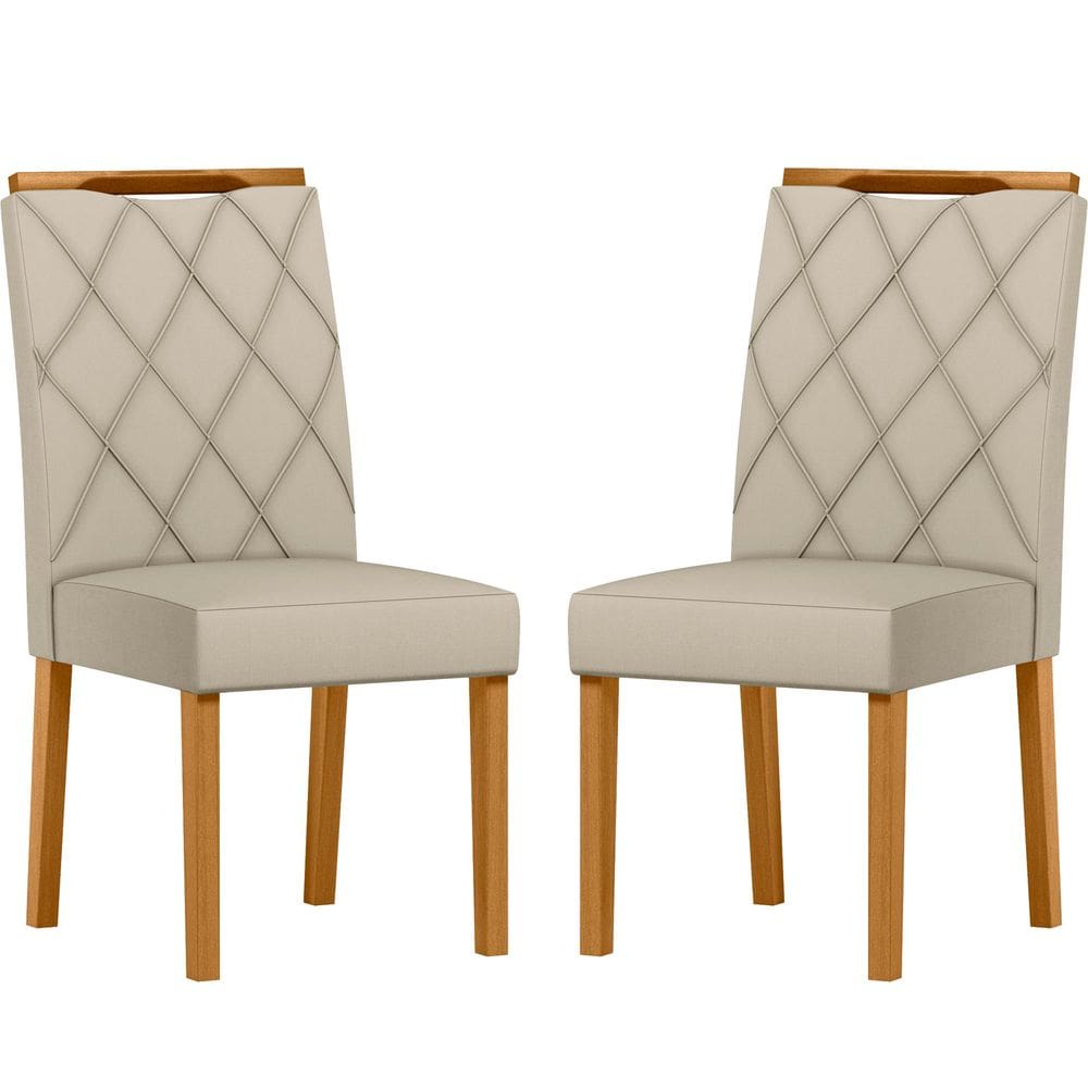 Conjunto com 2 Cadeiras de Jantar Estofada Sarah Ypê/Veludo Nude Ja01 - New Ceval