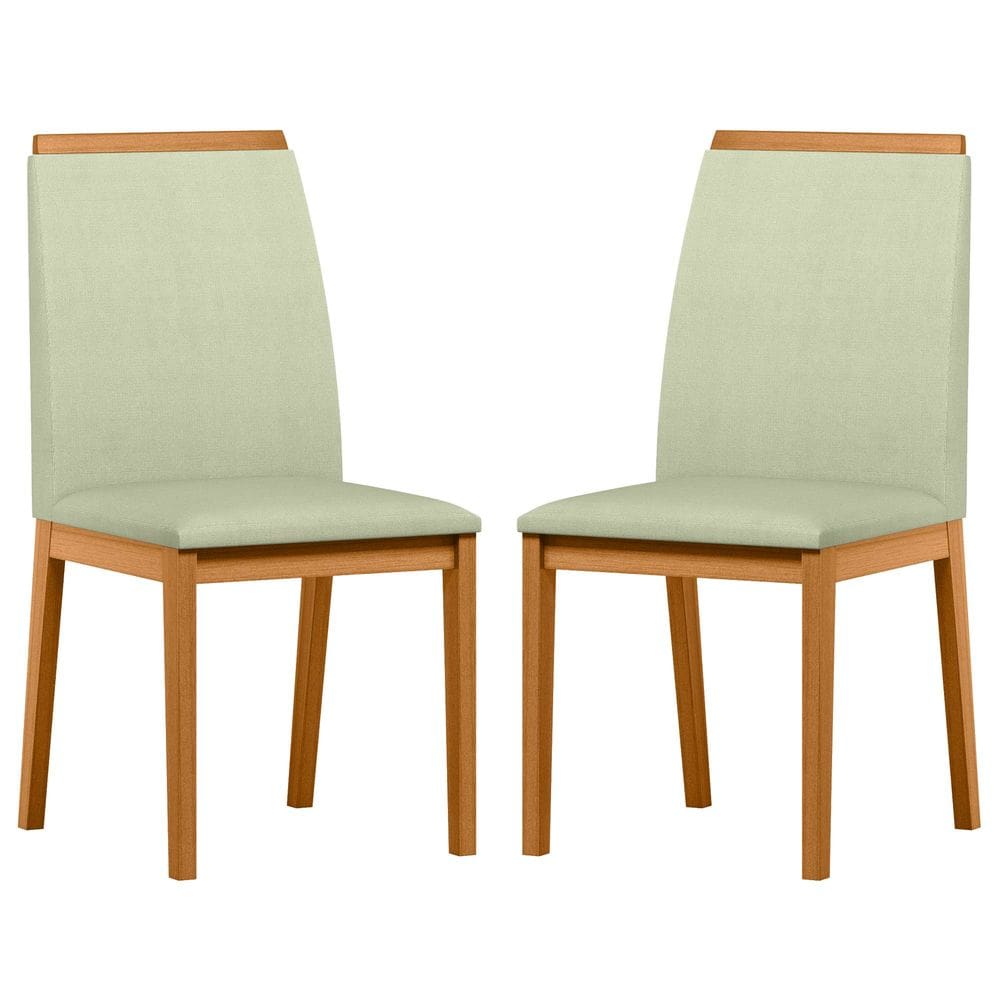 Conjunto com 2 Cadeiras de Jantar Estofada Fernanda Ypê/Linho Palha Ln04 - New Ceval