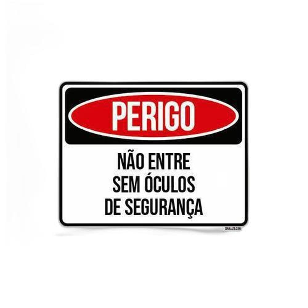 Kit 3 Placas Perigo Não Entre Sem Óculos De Segurança
