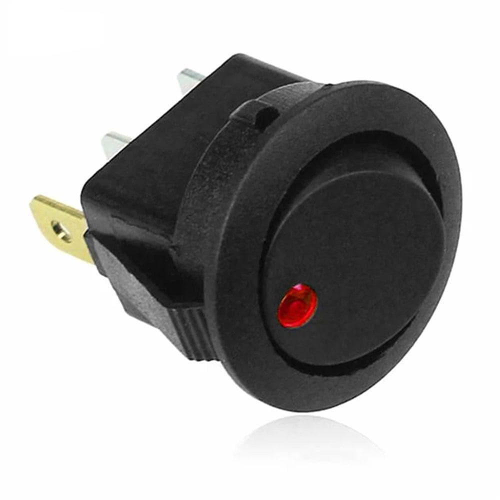 1 Botão Auxiliar Interruptor Led Vermelho On E Off 3 Terminais 12v