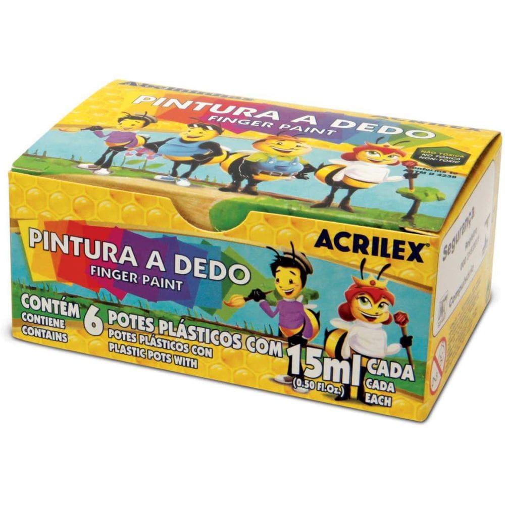 Tinta Pintura A Dedo 06 Cores 15Ml