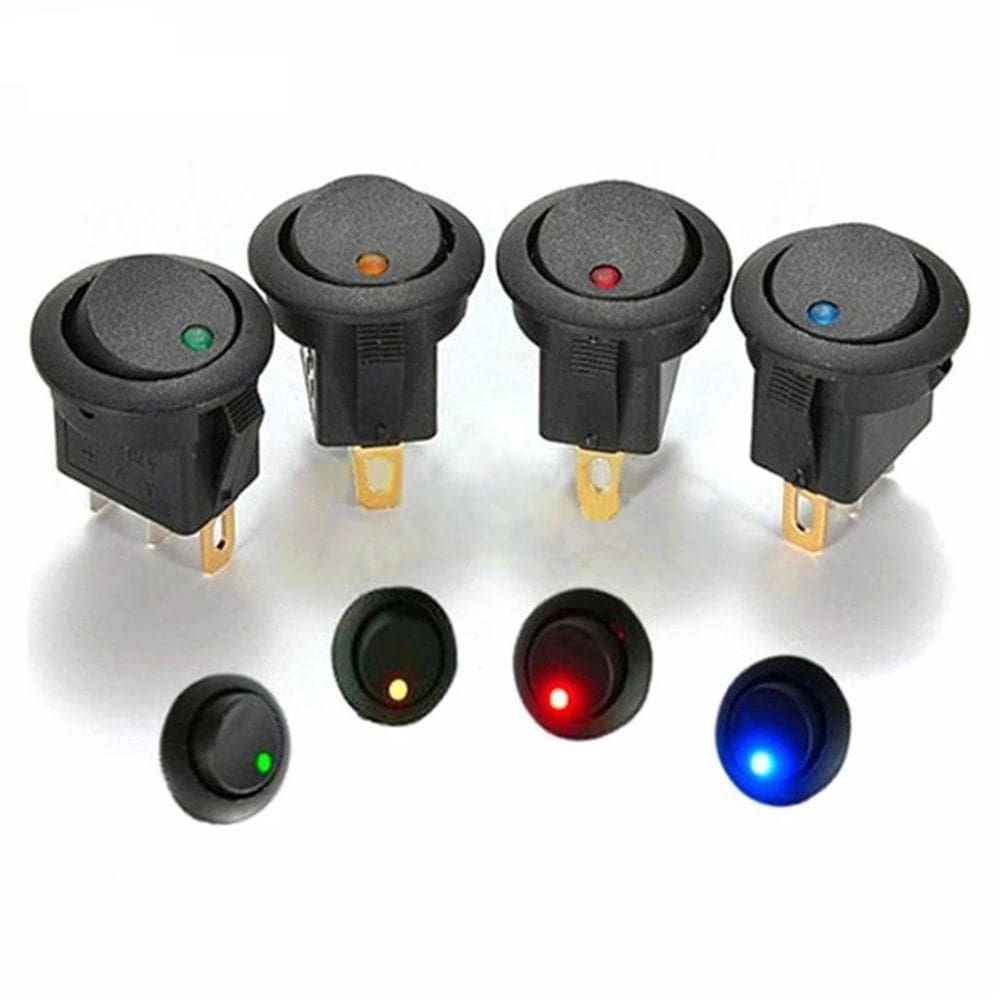 1 Botão Auxiliar Interruptor Led Azul On E Off 3 Terminais 12v