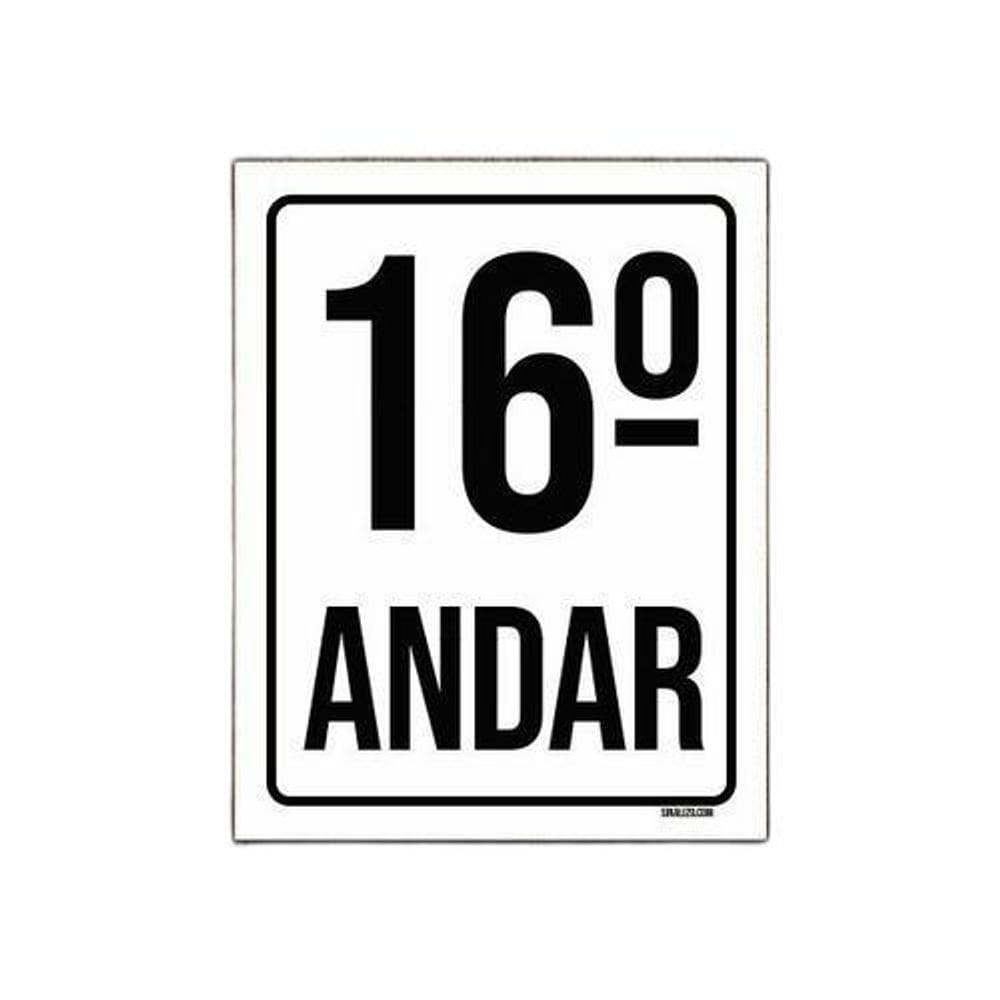 Kit 3 Placas Sinalização Ambiente Identificação 16º Andar